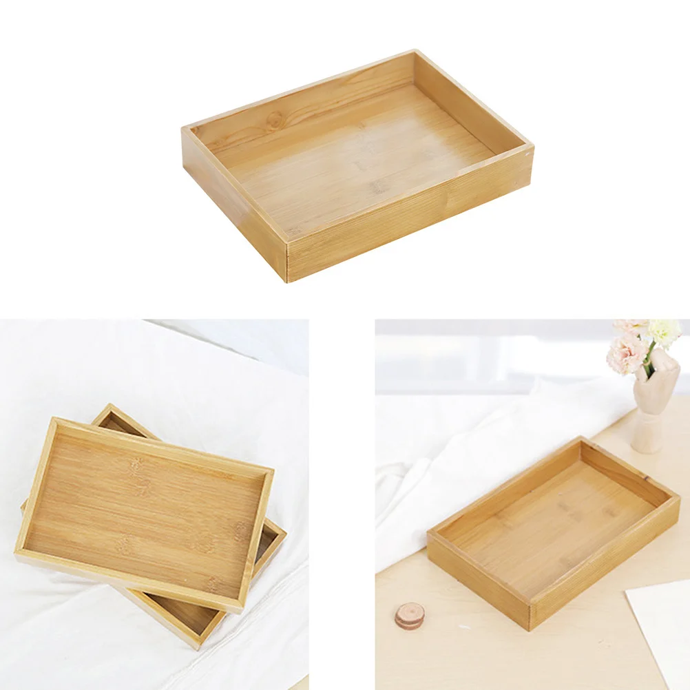 

1Pcs Rectangular Tea Tray Solid Wood Style Bamboo Serving Tray for Food Fruit Cheese Appetizers Buffet Table Home Hotel