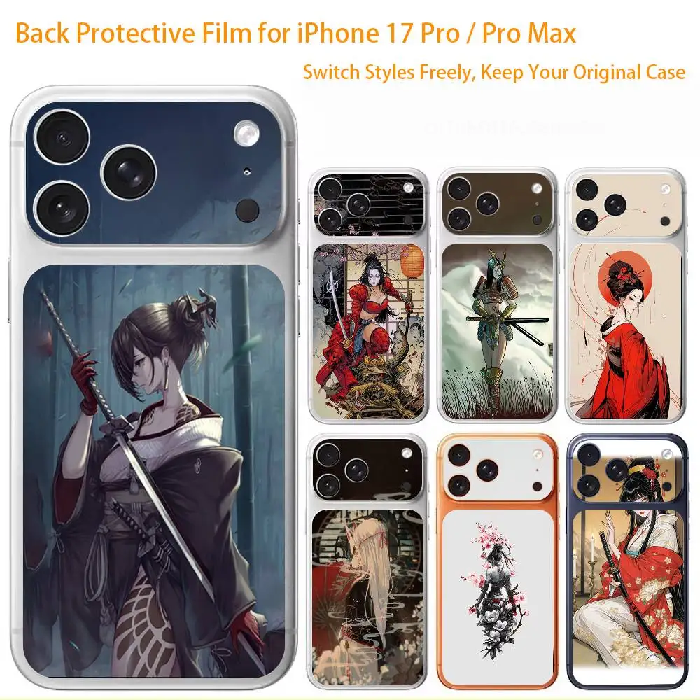 

Samurai Warrior Geisha 3D Full Body Skin Decal for iPhone 17/Pro/Pro Max Color Rear Protective Sticker