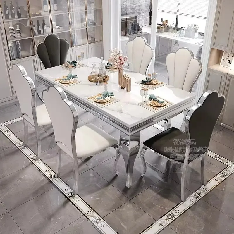 Marble Luxury Dining Table Unique Gold Individual White Italian Dining Table Rectangular Design Tavolo Da Pranzo Furniture Home