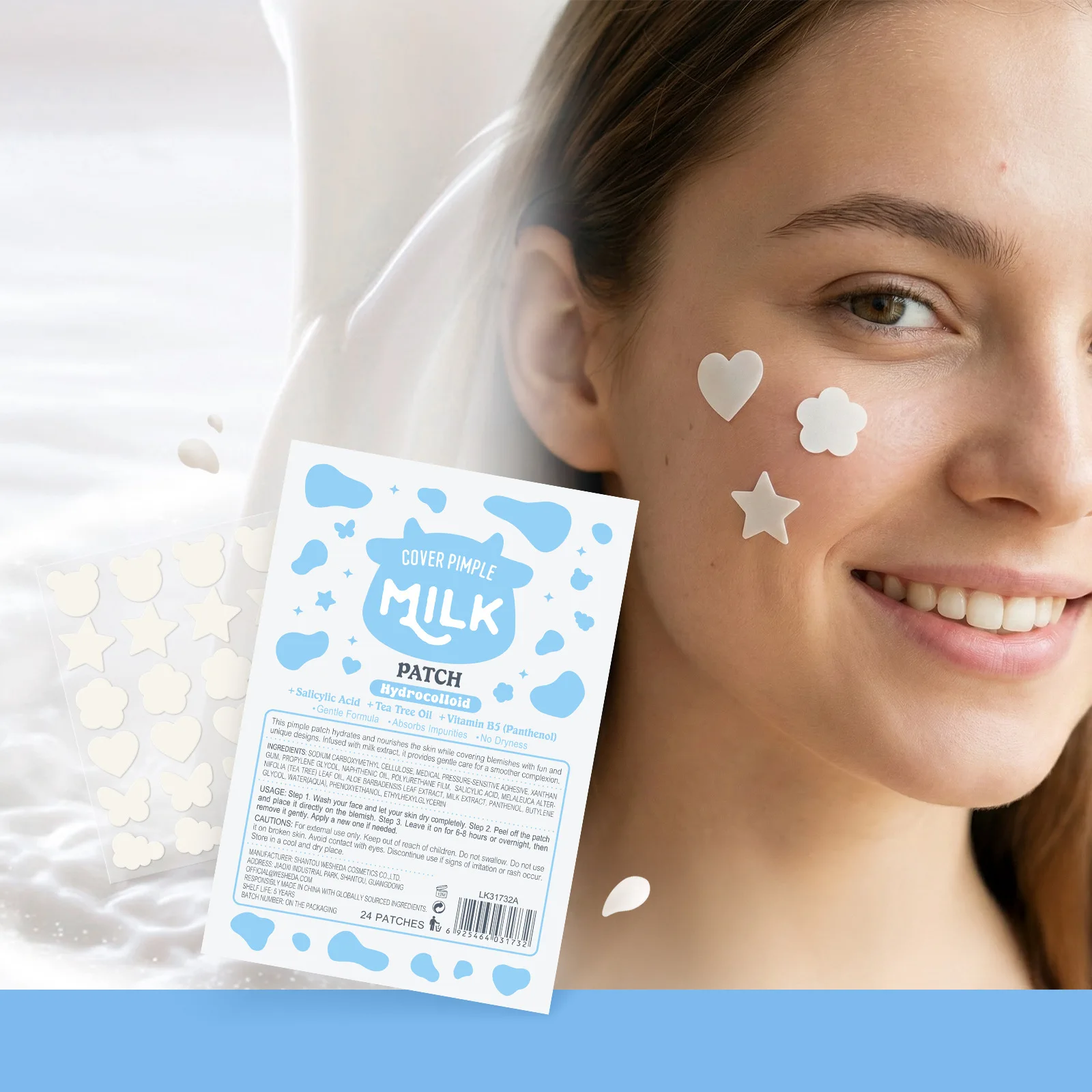 

LAIKOU 2pcs Acne Patch with Milk 24 Patches, Blemish Patch Protective Skin Care For TeenAbsorbing ，Spot Treatment Stickers