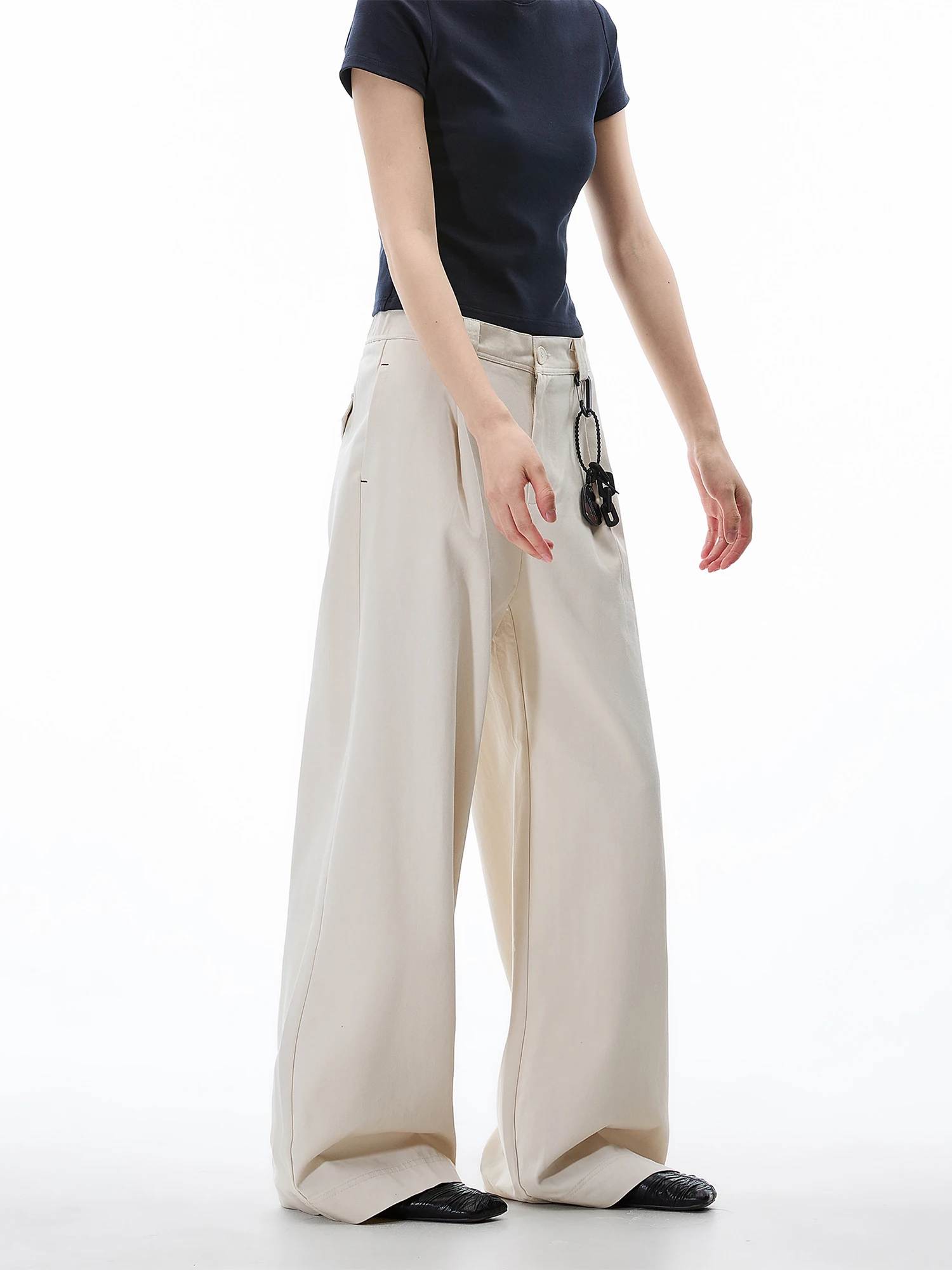 

Женские брюки с высокой талией и широкими штанинами, свободные длинные брюки, повседневные прямые брюки в американском рабочем стиле, длина в пол