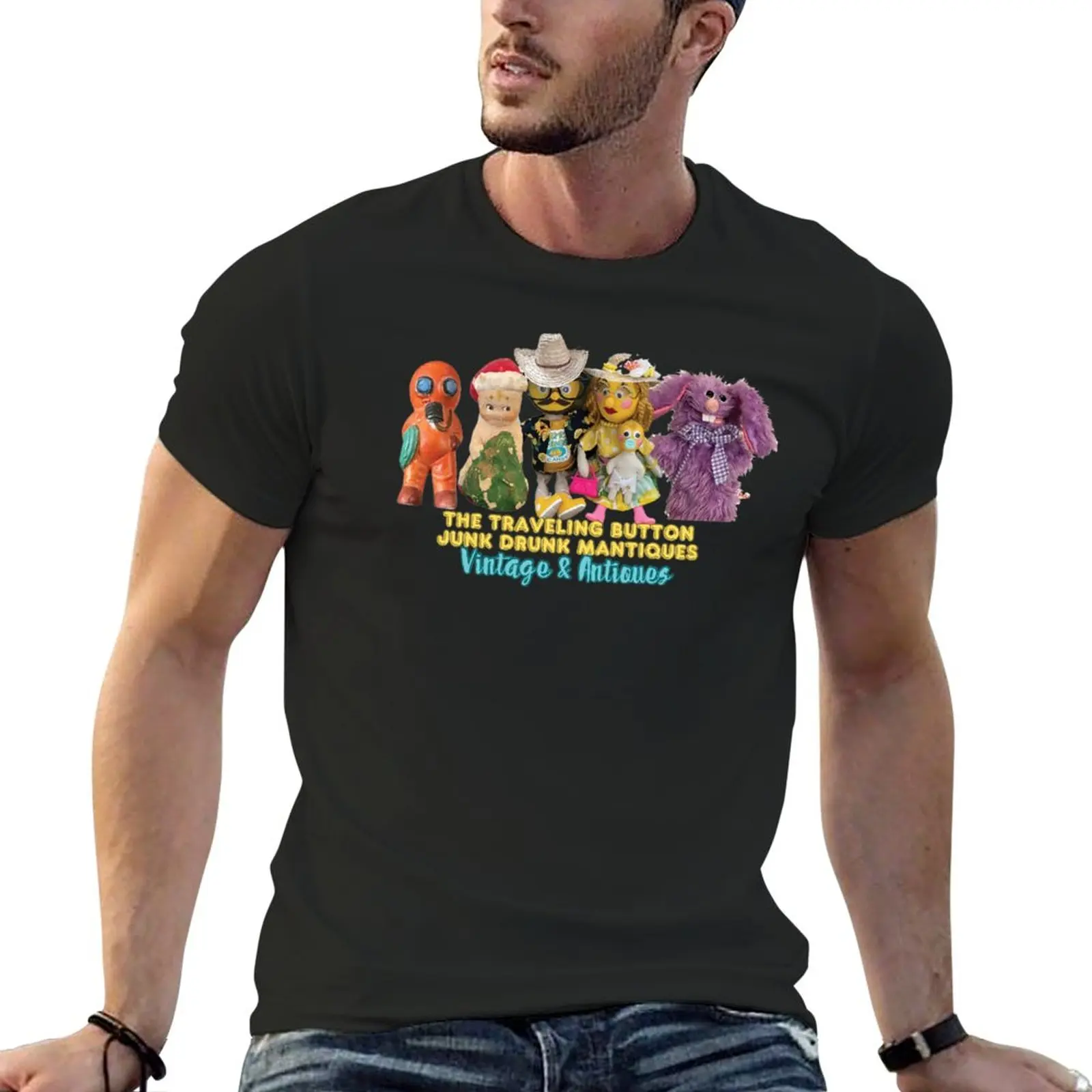 

New THE WHOLE GANG - VINTAGE & ANTIQUES T-Shirt sports fans Clothing plain black t shirts men
