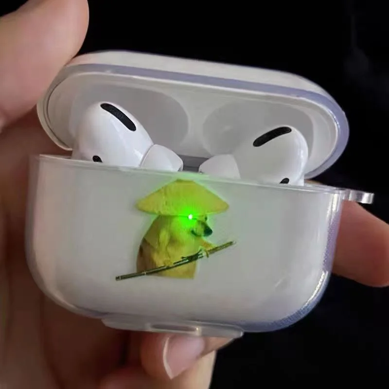 Interesting Knife Pulling Shiba Inu EarPods Case Soft Silicone TPU Case For AirPods 4 Pro 1 2 3 Clear Transparent Earphone Case