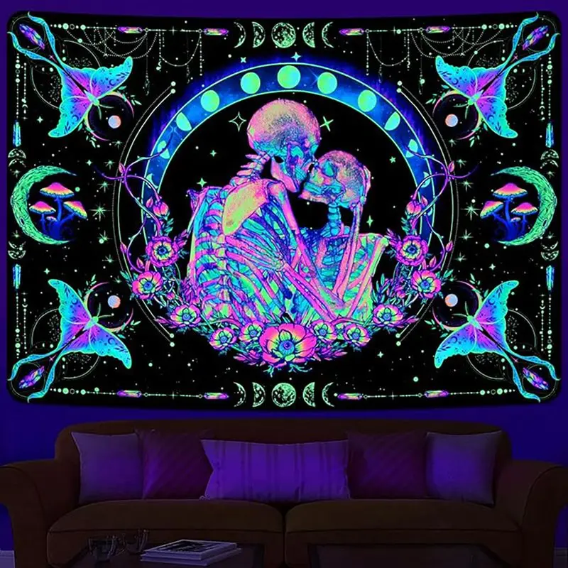 VIKAMA Flame Portrait Tapestry, Fiery Wall Hanging Background Cloth for Bold Living Room Aesthetic Home Room Decor