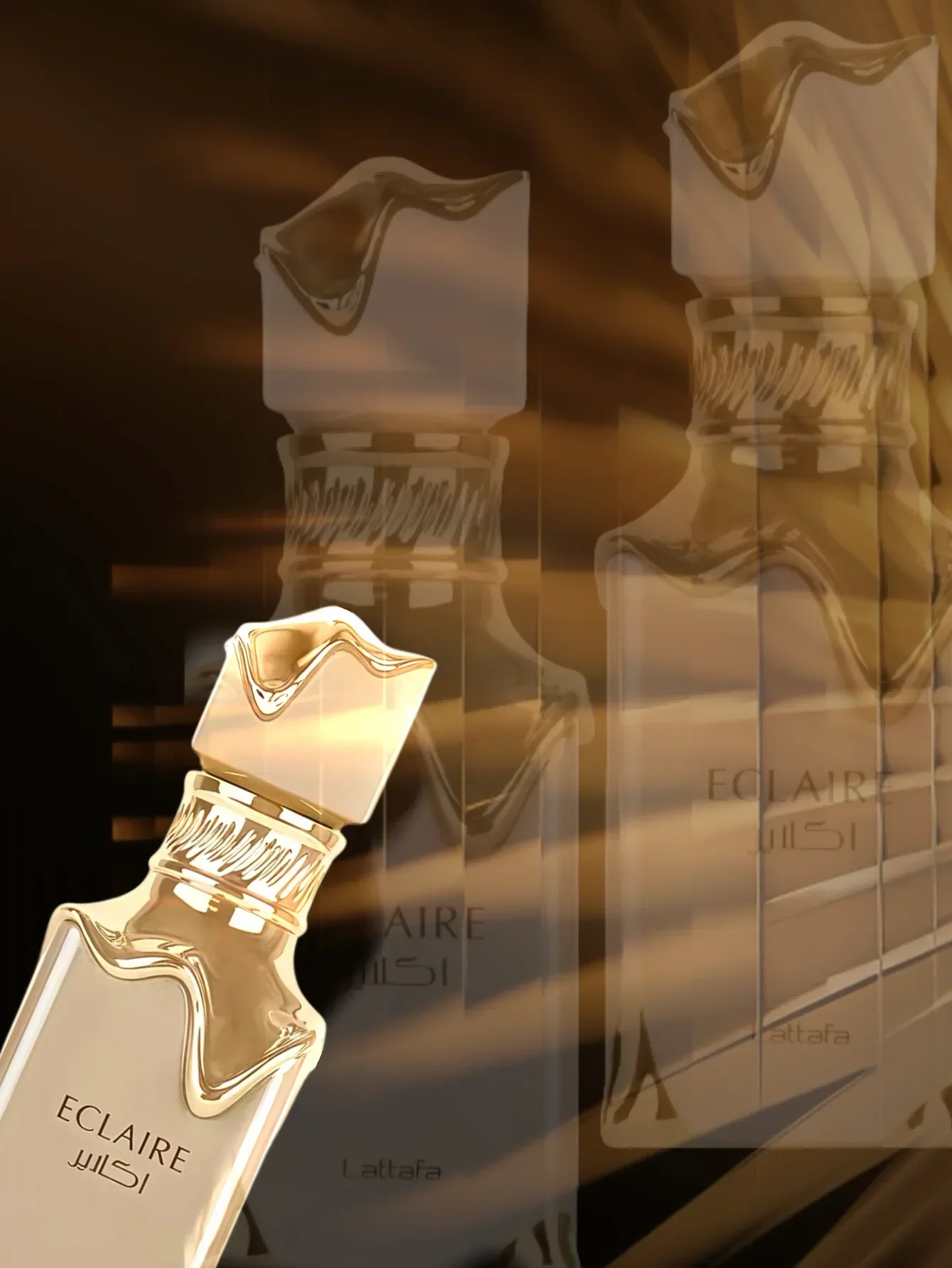 Lattafa Eclaire EDP 3,4 onças / 100ml – Perfume unissex de longa duração com âmbar e baunilha doce, presente de luxo para férias