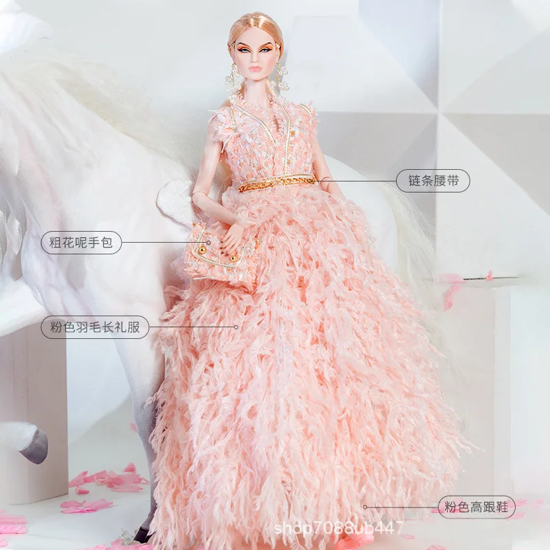 Upscale dress set / light pink gown + shoes / high end Doll clothes suit outfit accessories for 30cm Xinyi Fr2 ST Barbie Doll