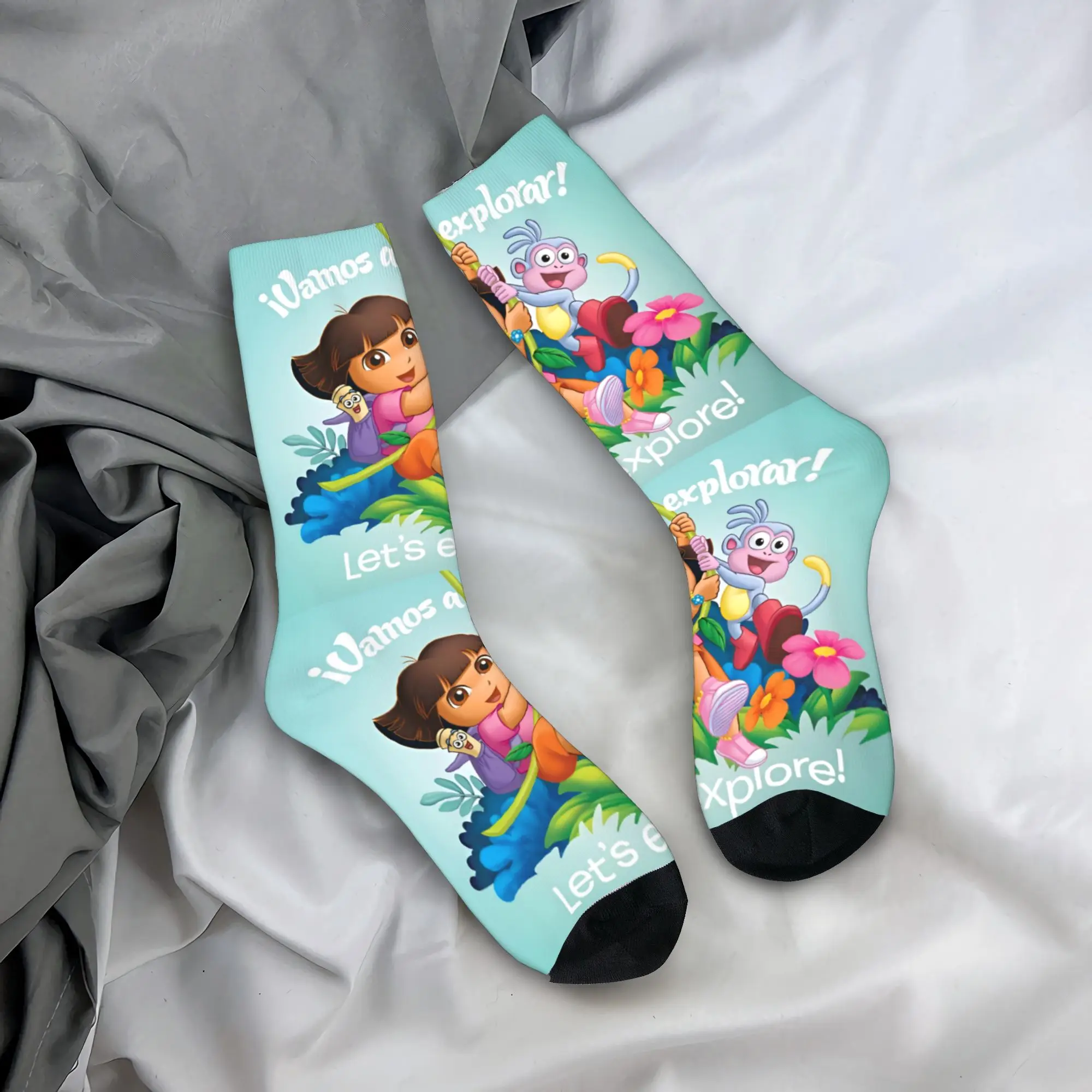 Men Socks D-Doras The Explorer  Stockings Non Slip Soft Breathable Socks Autumn Gothic Design Running Socks