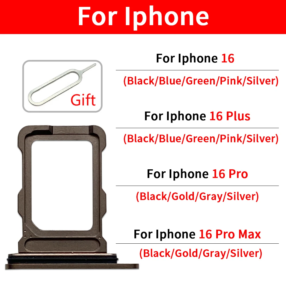 

10 шт., лоток для SIM-карты, слот для чипа, держатель ящика, запасные части для ремонта для iPhone 16 16 Plus/16 Pro Max 16e (двойная карта)
