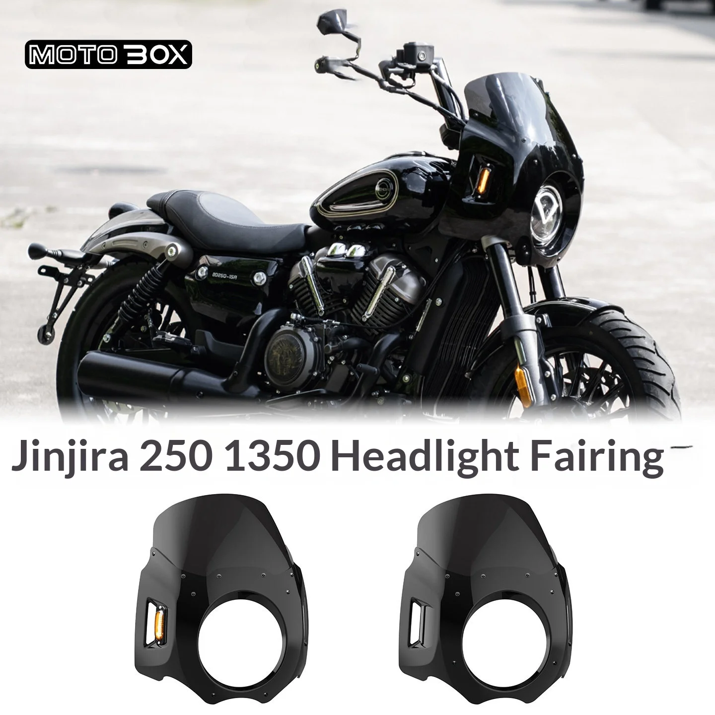 【Premium】For Benda Chinchilla 250/350 modified pig head cover, Indian style windshield, headshield, headlight cover accessories