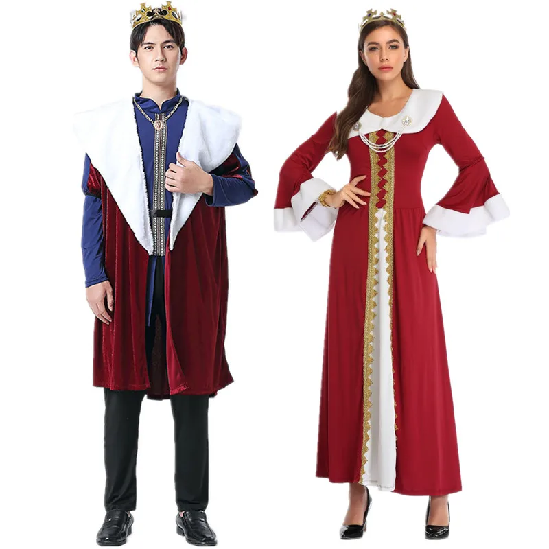 

Retro Court Costume Medieval Women's Royal Play Queen King Cosplay loween Performance Clothes Traditional National Stage O...