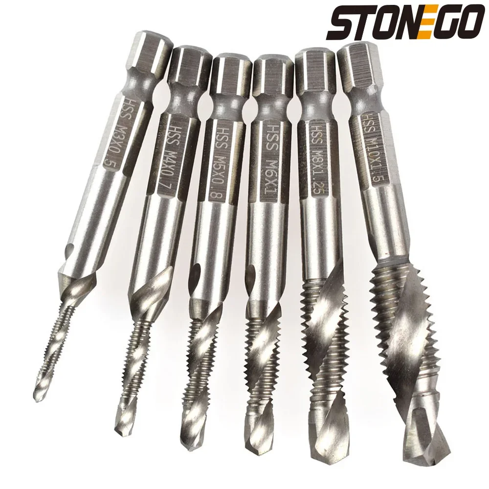 STONEGO HSS 4341 & 6542 Thread Tap Drill Bit, Metric High Speed Steel, 1/4\