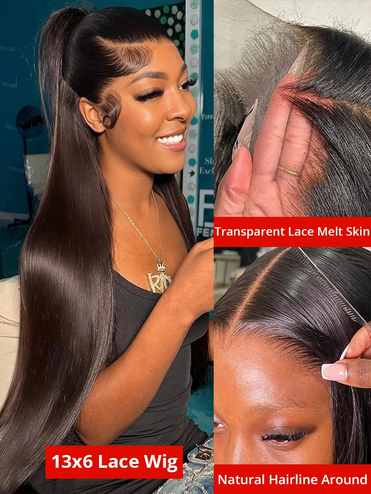 46 48 50 Inch Straight Lace Front Wig 13x4 Lace Front Human Hair Wigs 250% Density Lace Frontal Wig Lace Wig 13x6 Human Hair Wig