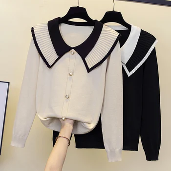 Pull en Cachemire à lèvent pour Femme, Chaud et Décontracté, Doux, à Volants, avec Nervures, Collection Automne Hiver 2023