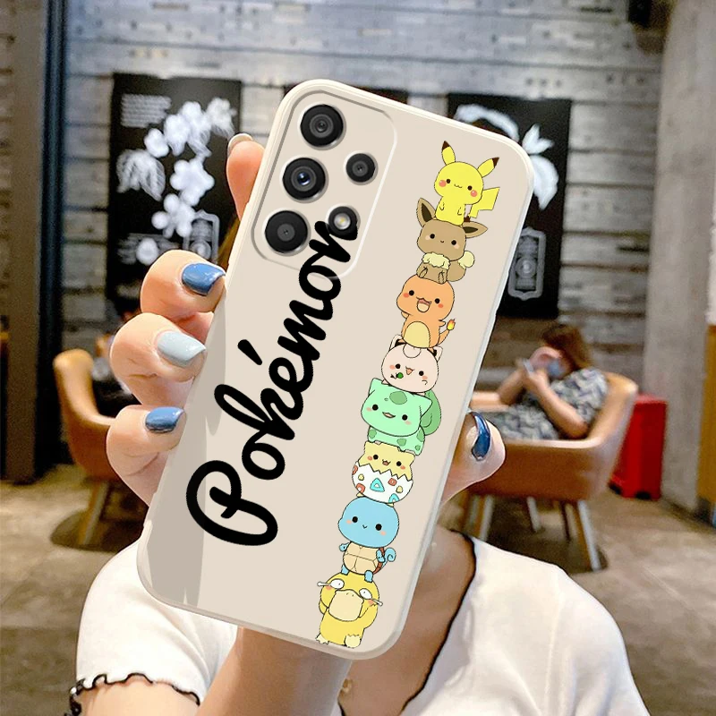 

Cute Luxury P-Pikachus P-Pokemones Liquid Left Rope For Samsung Note 20 10 A54 A31 A14 A03 A22 A34 A04 A24 Ultra Plus 5G TPU