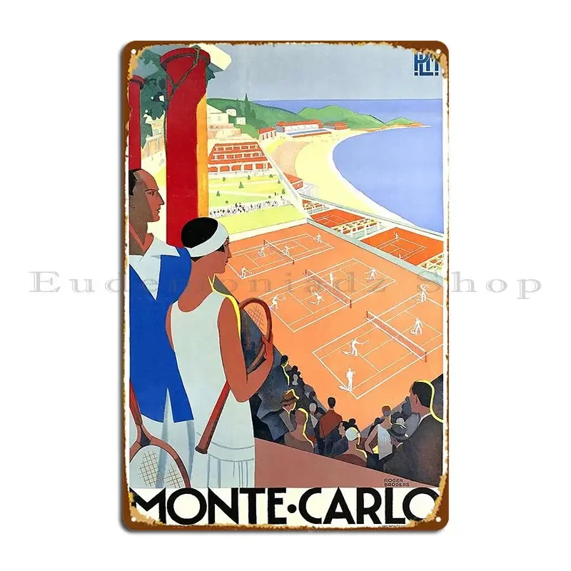 1930 Monte Carlo Tennis Monaco Plm Travel Poster Retrographics Metal Signs Decoration Home Cinema Design Cave Tin Sign Poster