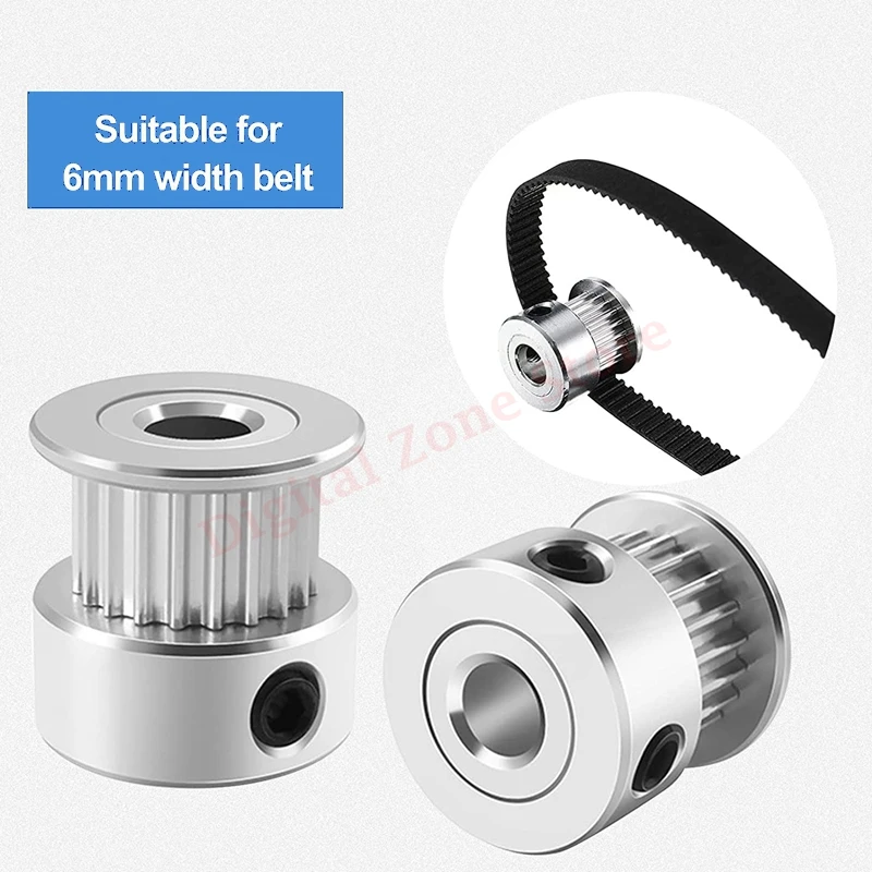 6Pcs GT2 6mm Width Timing Pulley Wheel Aluminum 8mm Bore 20 Teeth and Allen Key for 3D Printer Reprap