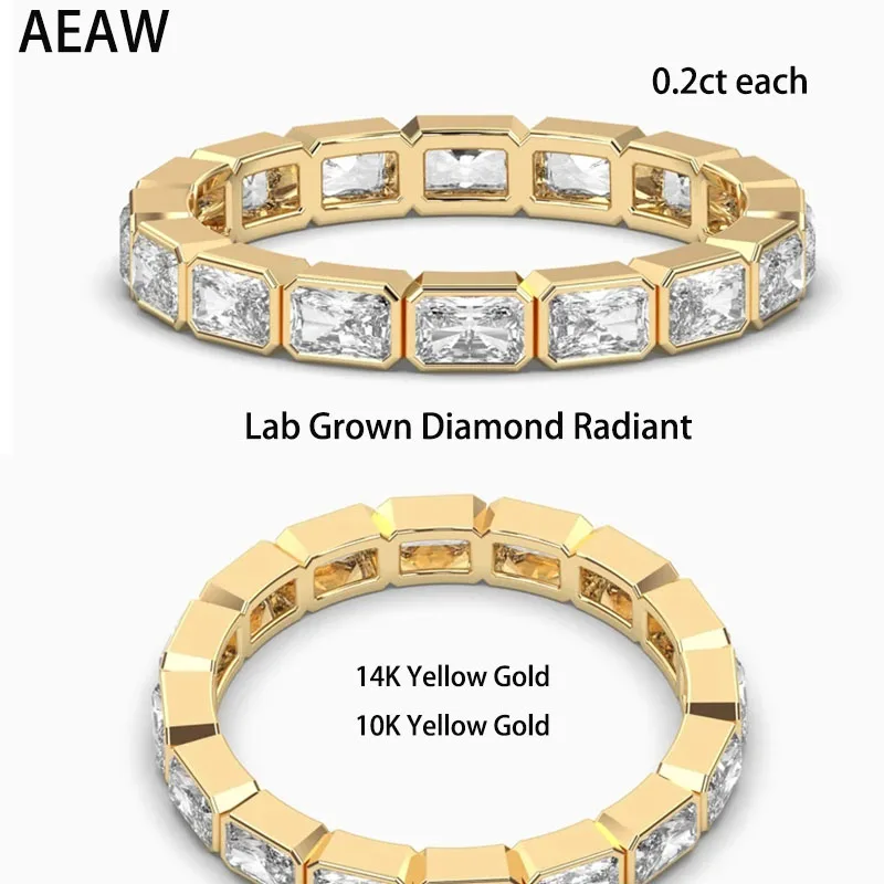 0.2Ct Each Radiation Cut Lab Grown Diamond  Ring Made Of 14K Or 10K Gold Material