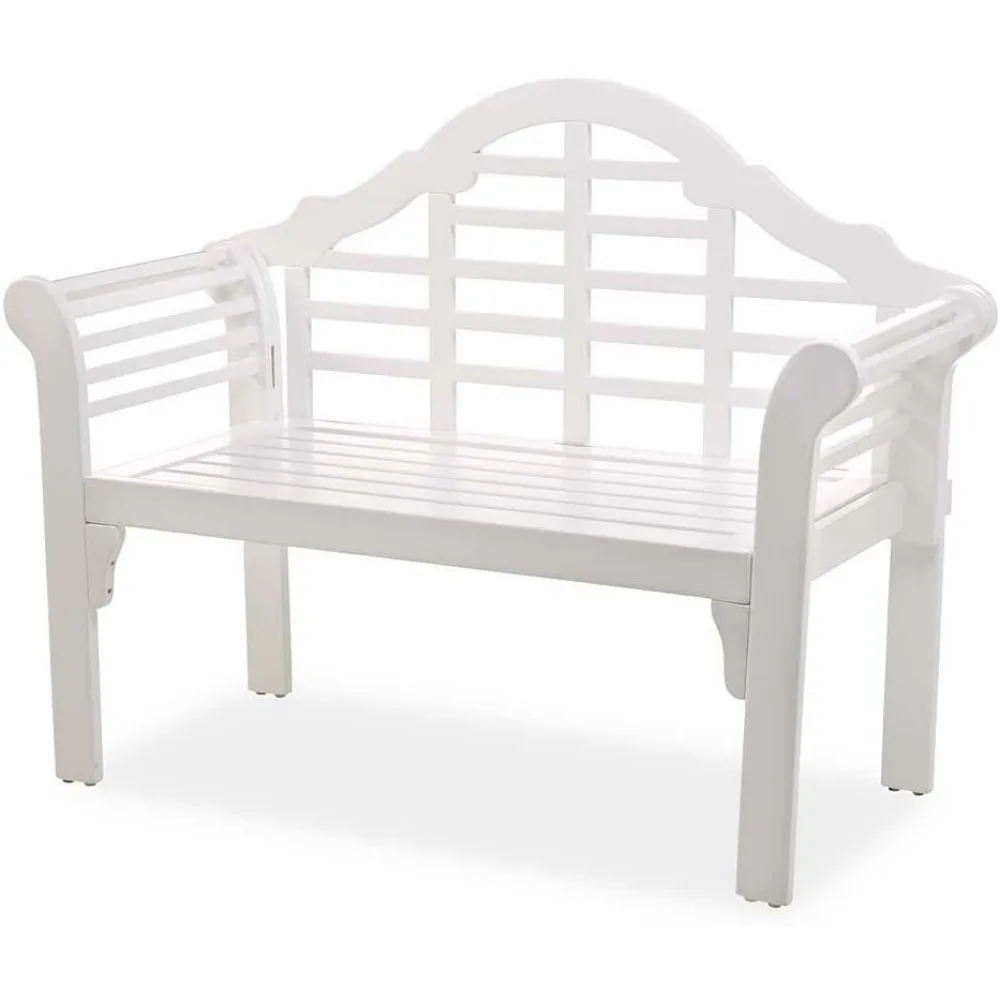 Plow & Hearth Weatherproof Lutyens Outdoor Bench | Holds Up To 400 Lbs Garden Patio Park Deck Wood Black