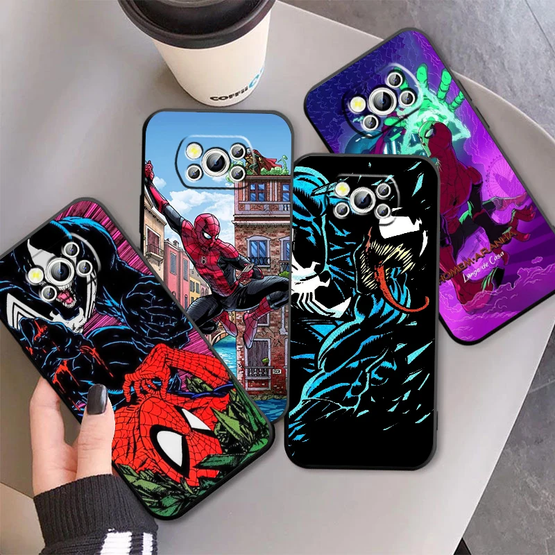 

Marvel Spider-Man Anime Cool For Xiaomi Mi Poco F5 F4 F3 F2 X5 X4 X3 M6 M5 M5S M4 M3 C40 Pro GT NFC 5G Black Back Phone Case