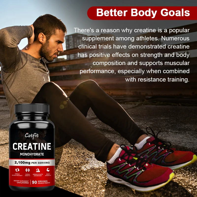 Monohydrate Creatina Capsule Whey Protein Enhance Athletic, Muscle Growth, Provide Energy For Gym, 1x 90pcs