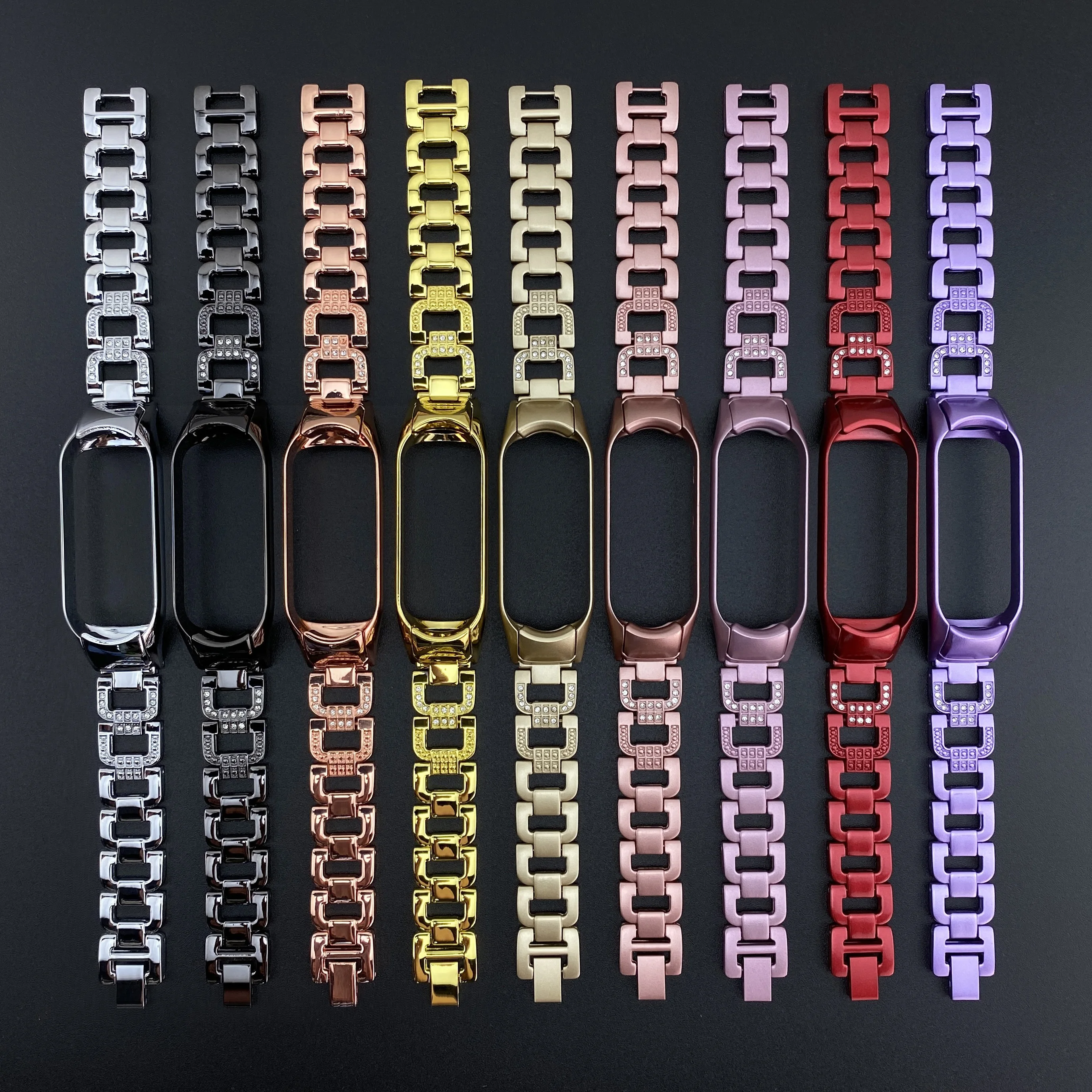 SinHGeY For Xiaomi Mi Band 5 / 6 Strap Mi Band 3 4 Metal Diamond Strap Zinc Alloy Replacement Wristband