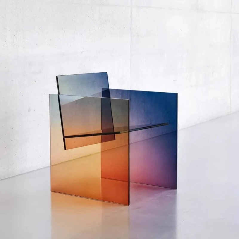 

Designer simple transparent acrylic rainbow gradual change chair living room chair creative single stool