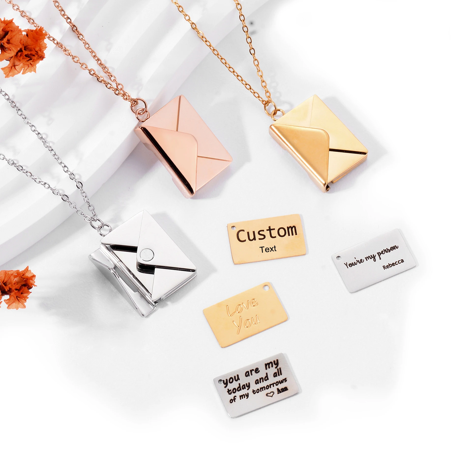 

Steel Fun Jewelry Love Letter Envelope Pendant Necklace Custom Stainless Steel Collar Chain for Valentine Day Mother Day Gift