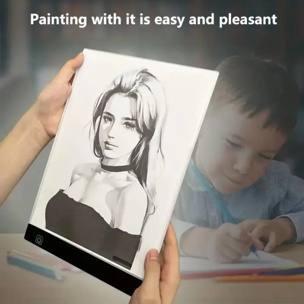 Papan Gambar Elektronik A3/A4/A5 USB Papan Gambar Sketsa Transparan Papan Gambar DIY dengan Peredupan Tiga Tingkat LED Papan Lukis