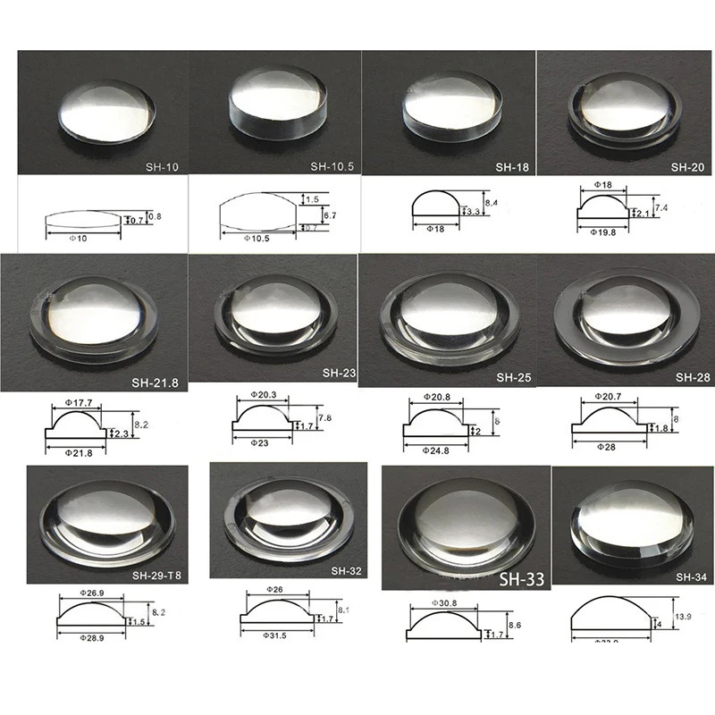 10 15 18 20 23 25 28 29 30 32 35 38 PMMA Plano Convex Acrylic Transparent Condenser Lens for Zoom LED Flashlight Bike Head Lamp