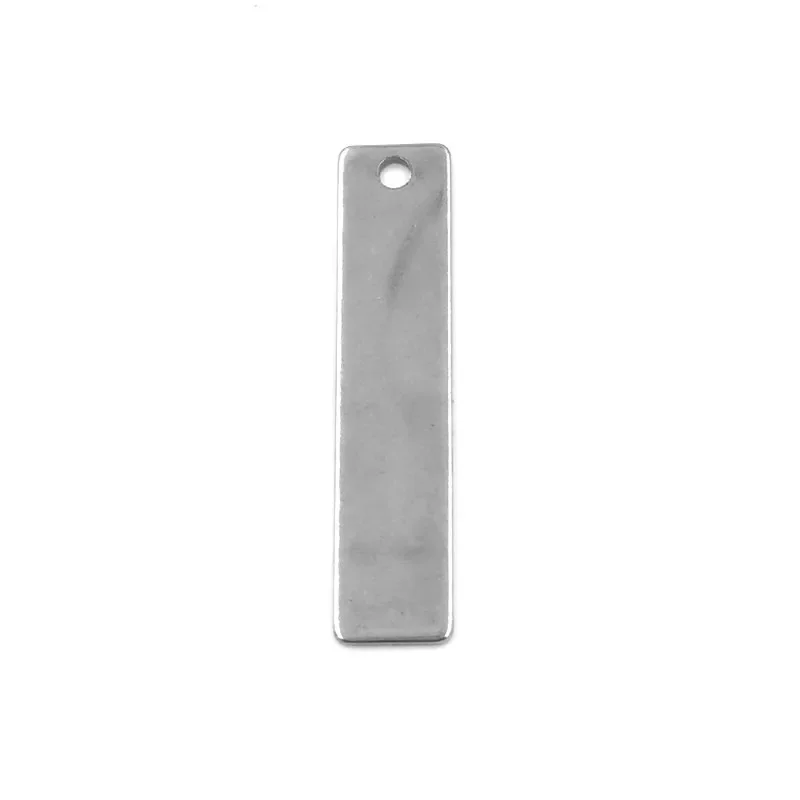 150Pcs Wholesale Silver Tone Stainless Steel Rectangle Blank Charms Pendants Breloque Jewelry Making 40x9mm