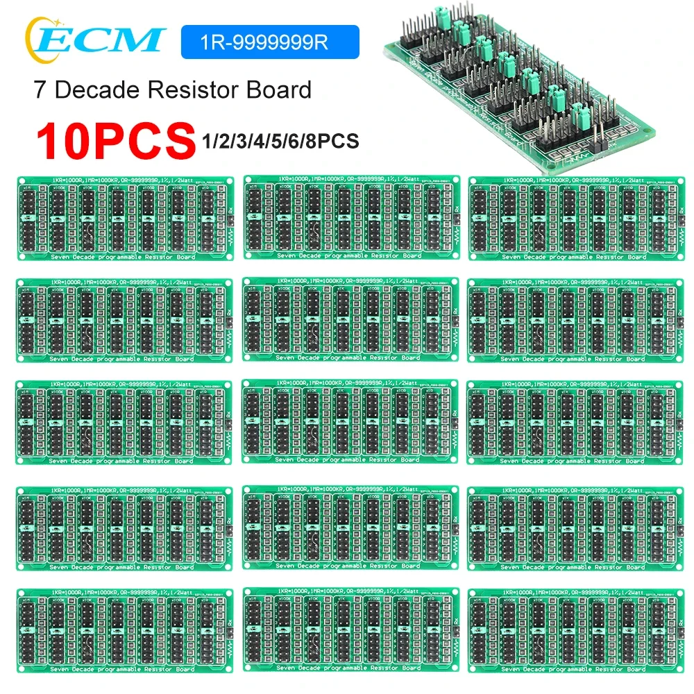 1-10pcs 7 Decade Resistor Board 1R-9999999R/1R Eight Decade Programmable Resistance SMD Resistor Slide Resistor Board Module