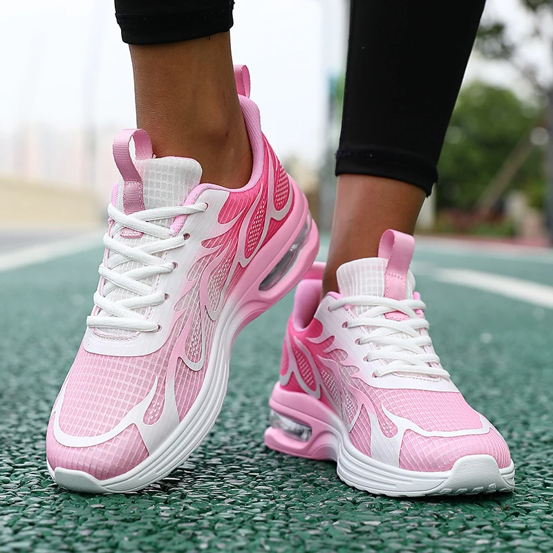 أحذية الجري النسائية ذات الوسادة الهوائية، أحذية المشي النسائية، أحذية رياضية شبكية قابلة للتنفس، أحذية رياضية للتنس الملونة #6