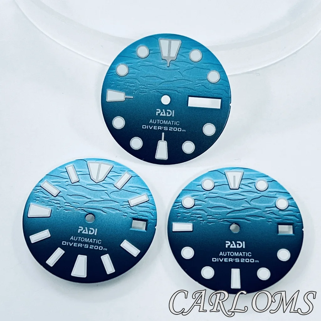 時計部品,c3緑色発光,日付3および3.8, 28.5mm,nh35,nh36