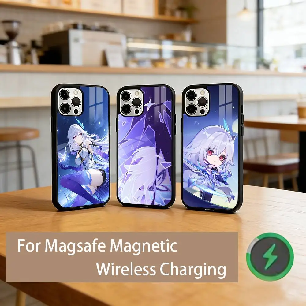 

S-Skirk Genshin Phone Case Magnetic with Magsafe Wireless Charging For iPhone17,16,15,14,13,12,11 Plus,Pro