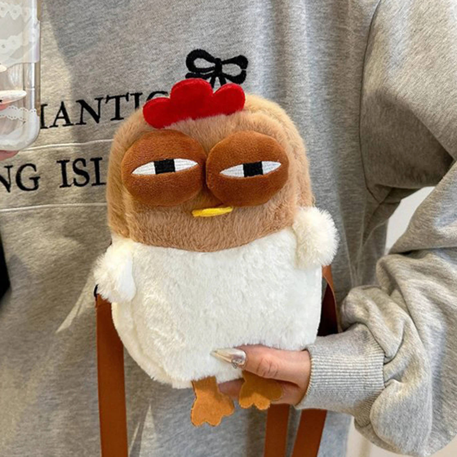 Bolsa crossbody de pelúcia de pintinho engraçado novidade bolsa de ombro de grande capacidade para viagens de compras diárias