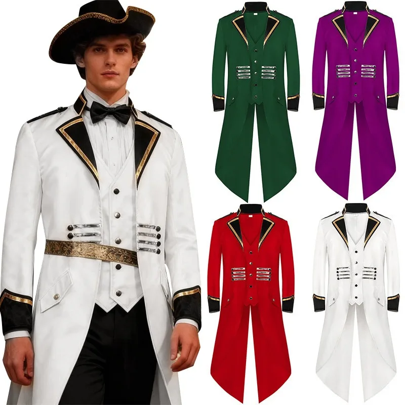 

Мужское пальто в стиле викторианский стимпанк, готический фрак, винтажная куртка в стиле панк-рок