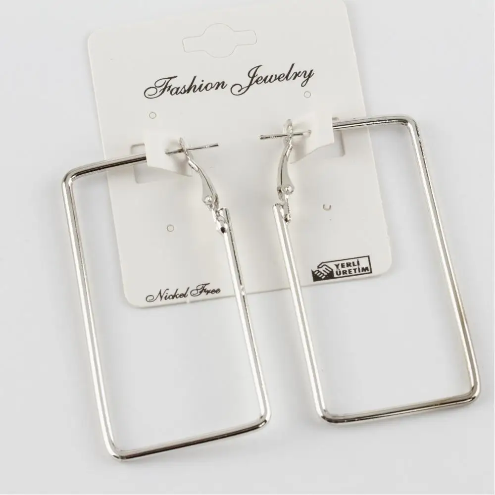 Rectangle Metal Earrings 6 cm