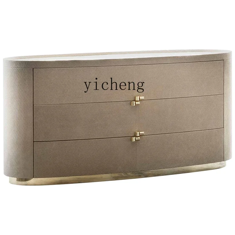 ZK Post-Modern TV Bench for Bedroom Full-Frosted Genuine Leather Chest of Drawers Marble with Drawers Bed Front Cabinet