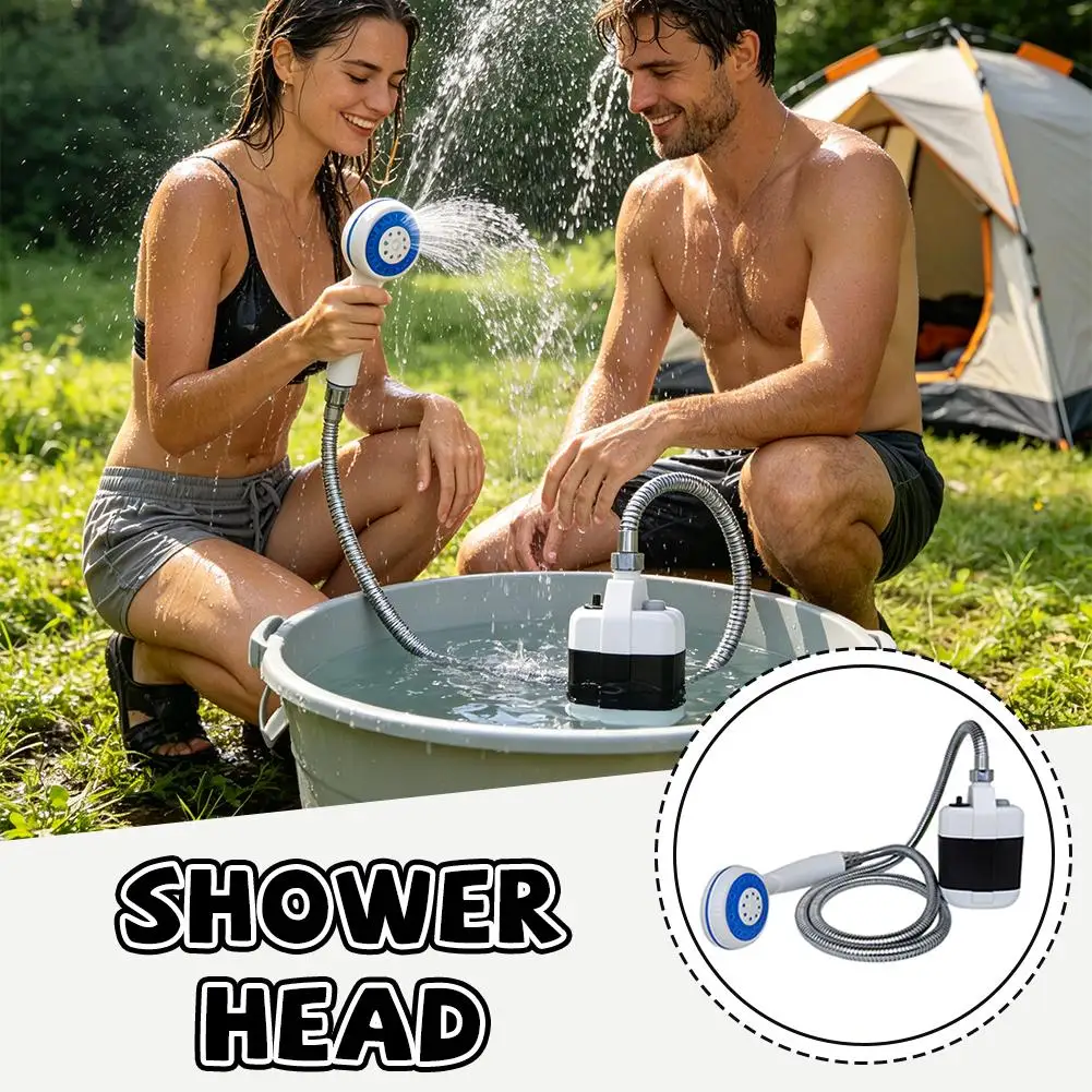 Portable Electric Camping Shower Pump Rechargeable Outdoor Shower Head with Water Tank Hose Handheld Spray for Camping Hiking - view 4
