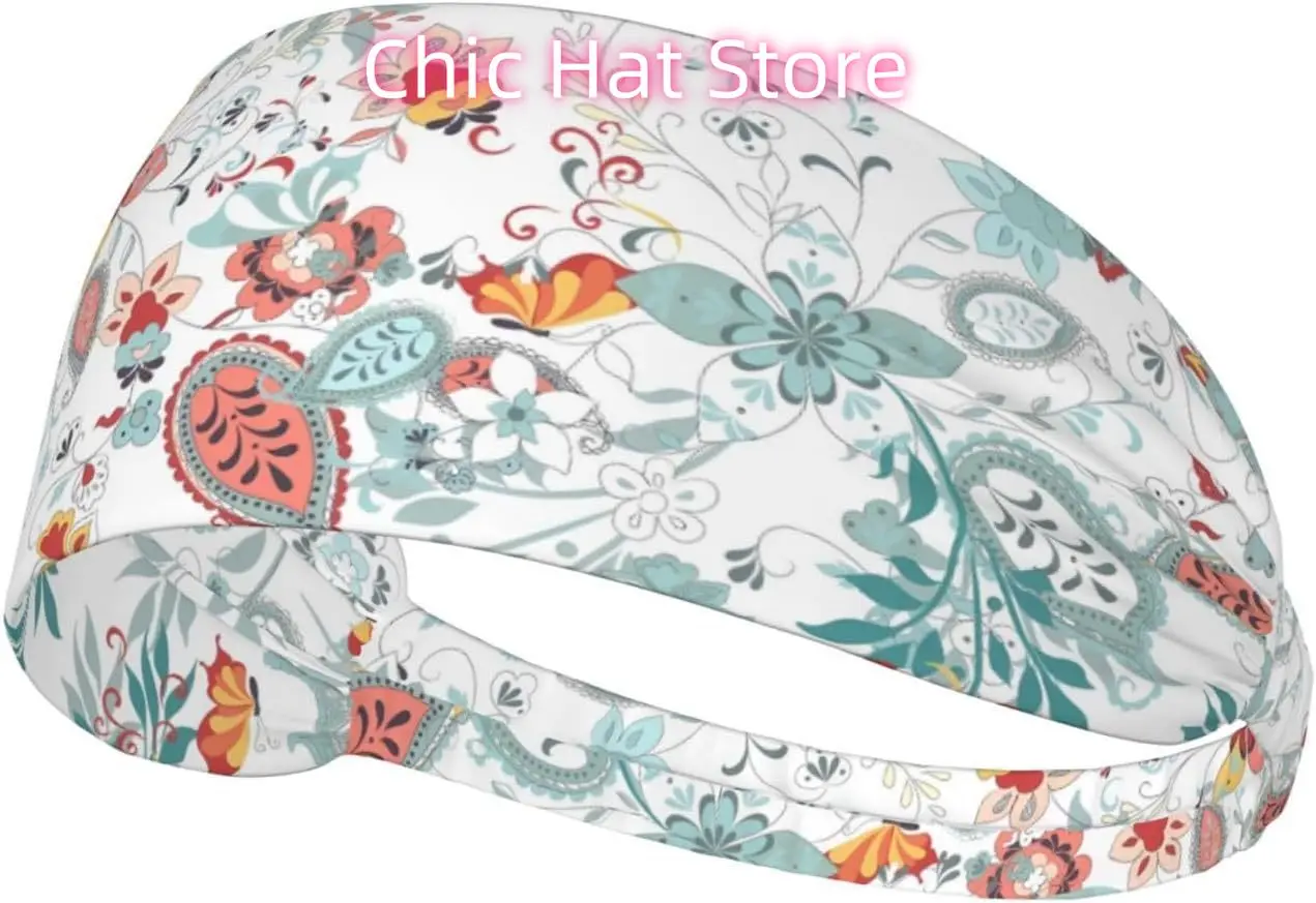 

Floral Boho Elastic Exercise Headband For Women&Men,Wide Headbands For Women Athletic Sweatbands - Fashion Elastic Sports Hair B