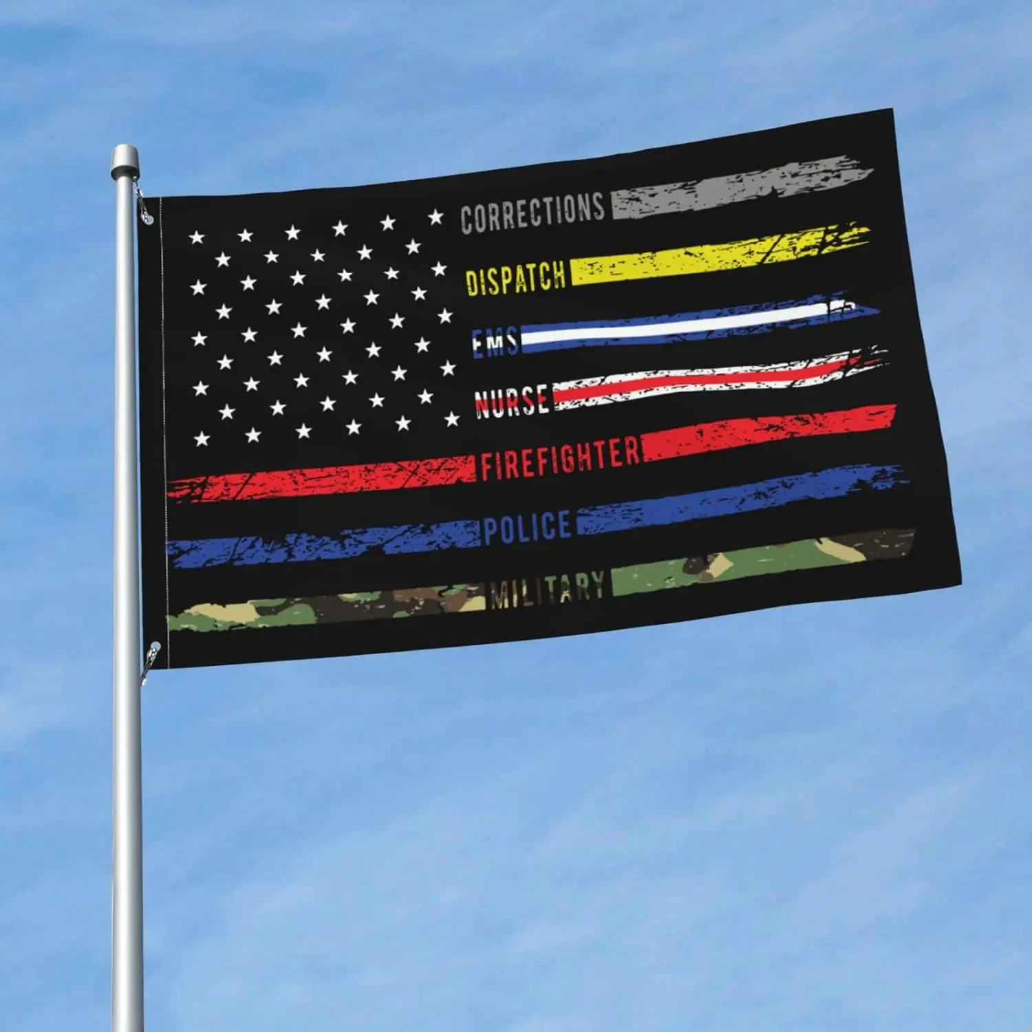 First Responders Hero Flag Nurse E-M-S Police Fire Military Flag Vivid Color Resistant Decor Banner Flags for Indoor Outdoor
