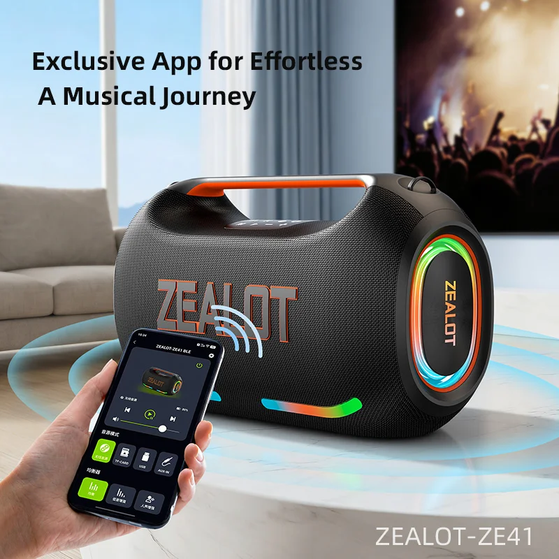 ZEALOT-ZE41 250W Subwoofer Speaker | 48000mAh Battery, RGB Lights