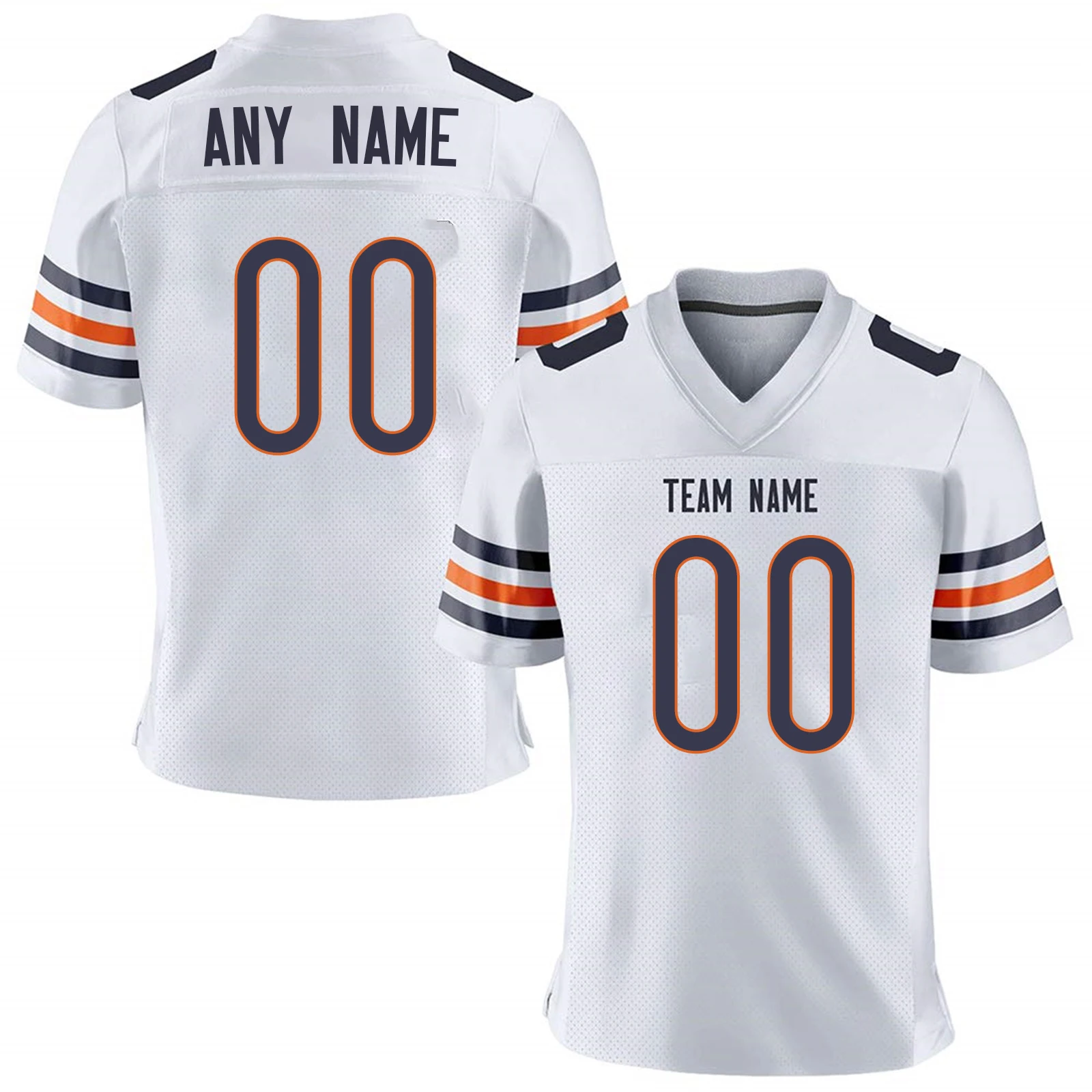 White Navy Orange Custom American Football Jersey Personalized Printed Team Name Number Football Training Shirt for Adult Kids