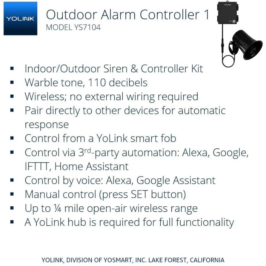 Outdoor security siren and smart alarm controller kit in use