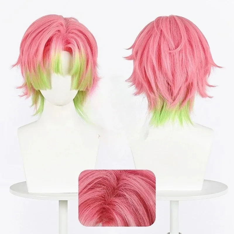 Kanroji Mitsuri Cosplay Wig Pink Green Hair Artificial Wig Role Play Prop Accessories for Women Men Theme Party view 2