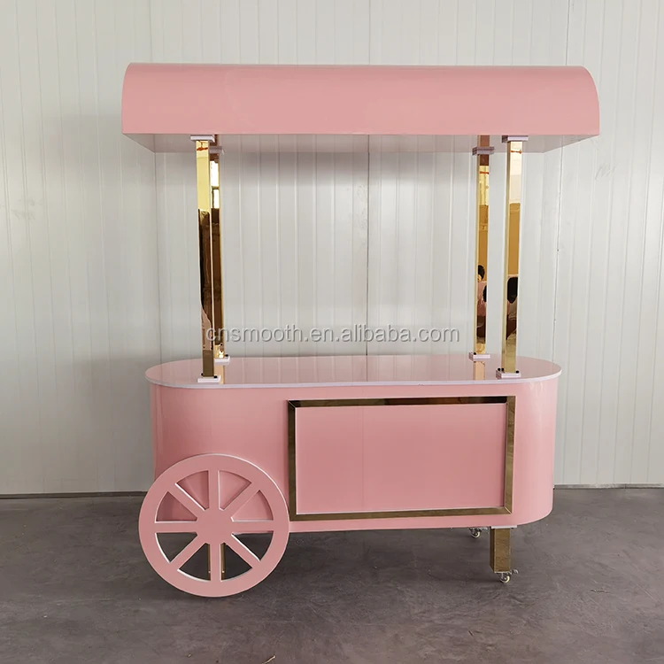 New Design Wedding Wooden Acrylic Sweet Cotton Cart Candy Dessert Cart for Sale