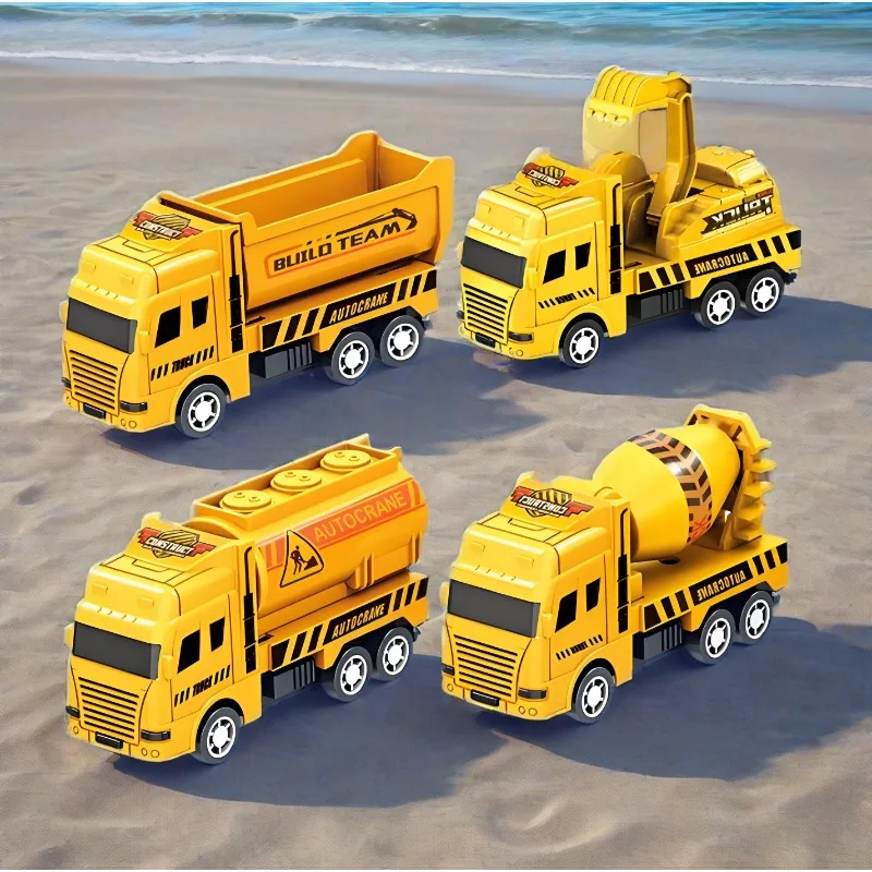 4 Pcs Small Construction Vehicles Pull Back & Go Friction Powered for Toddlers Travel Car Toys Age 3-5 Birthday Gift