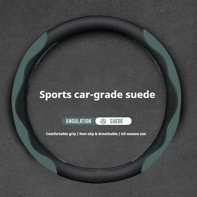 

Auto Car Steering Wheel Cover Leather Breathable Sweat Absorbent Ultra Thin Sporty Design For Auto Interior Men Women All Season