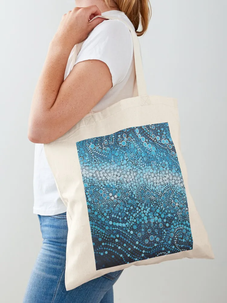

Aboriginal Authentic Art - With The Waves Tote Bag Shopper Customizable tote bag reusable shopping bags tote bag