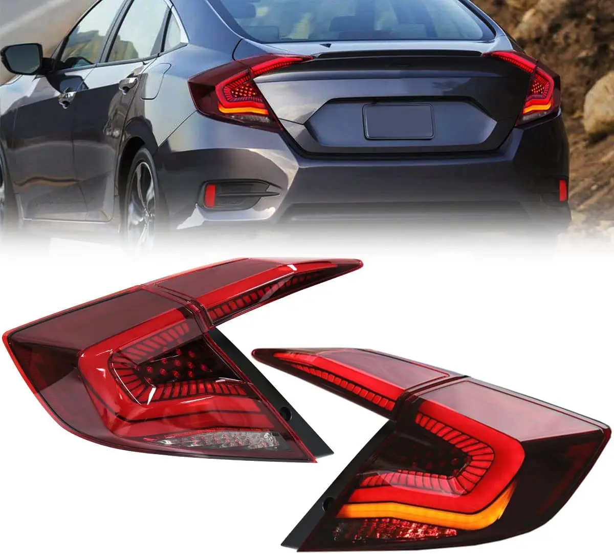 LED Tail Lights  for Honda Civic  2016-2021 10th Gen Sequential Turn Signals DRL Startup Lamps Assembly